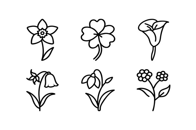 conjunto de iconos de flores