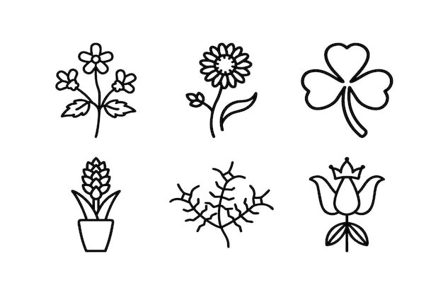 conjunto de iconos de flores