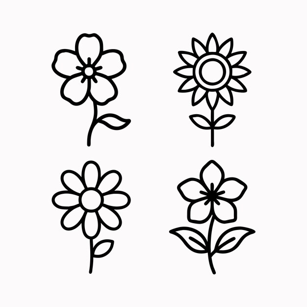 Conjunto de iconos de flores