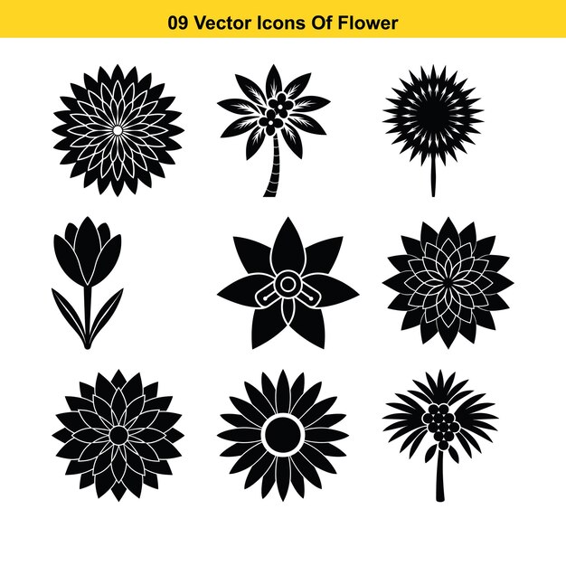 Conjunto de iconos de flores