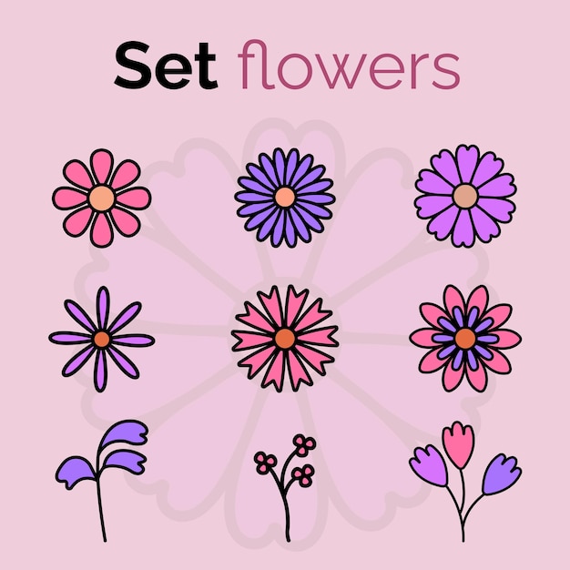 Conjunto de iconos de flores