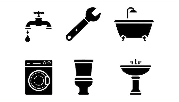 El conjunto de iconos de fontanería es una ilustración de un conjunto de iconas vectoriales de baño.