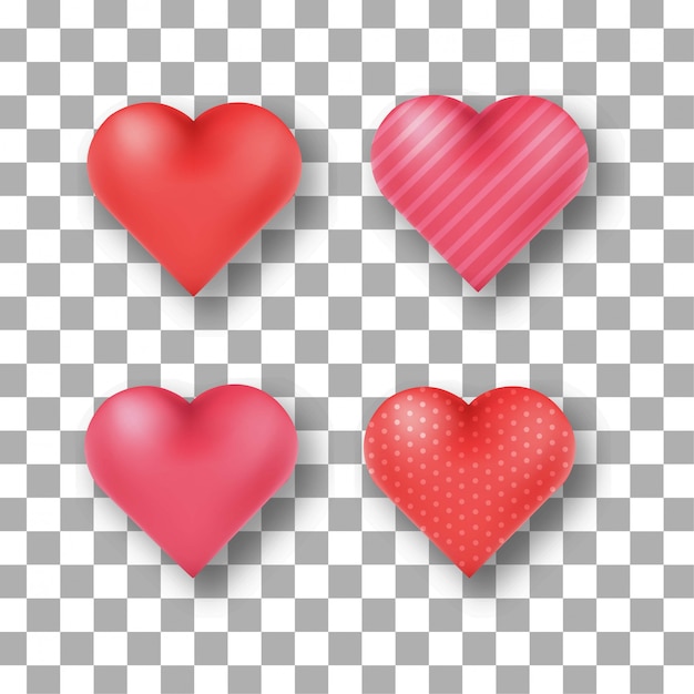 Vector conjunto de iconos de forma de corazón 3d