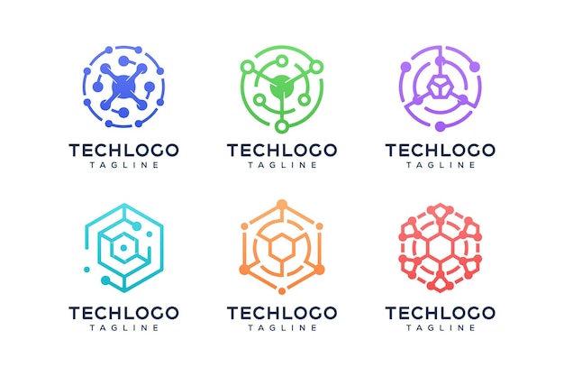 Conjunto de iconos de formas geométricas emblemas de logotipos creativos simples para su inspiración de diseño