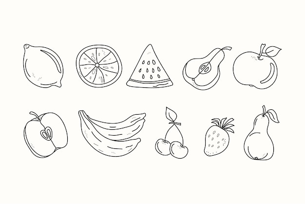 Vector conjunto de iconos de frutas abstractas