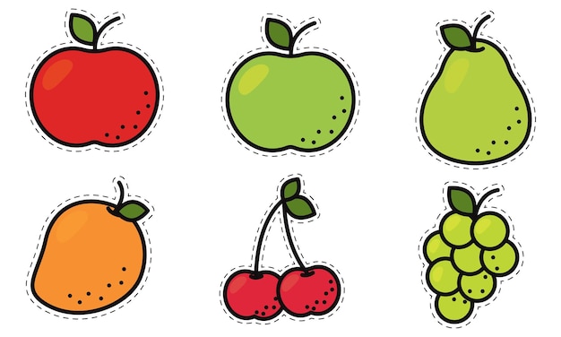 Conjunto de iconos de frutas de colores ilustración vectorial
