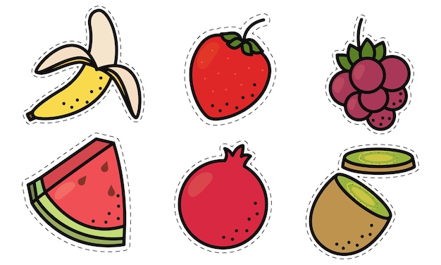 Conjunto de iconos de frutas de colores ilustración vectorial