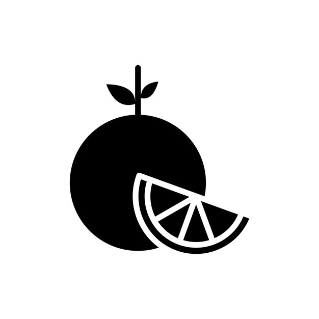 Conjunto de íconos de frutas de naranja símbolo vectorial de rebanada de pomelo de cítricos simples en un estilo de relleno y contorno negro mandarina lima y letrero naranja