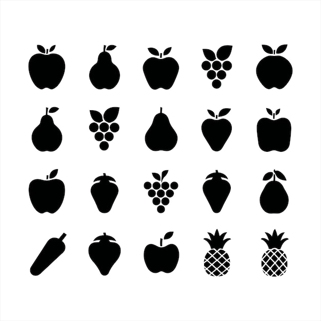 Conjunto de iconos de frutas y verduras silueta paquete de iconas de estilo lineal Ilustración vectorial