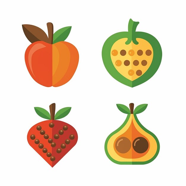 Conjunto de íconos de frutas y verduras de verano vector
