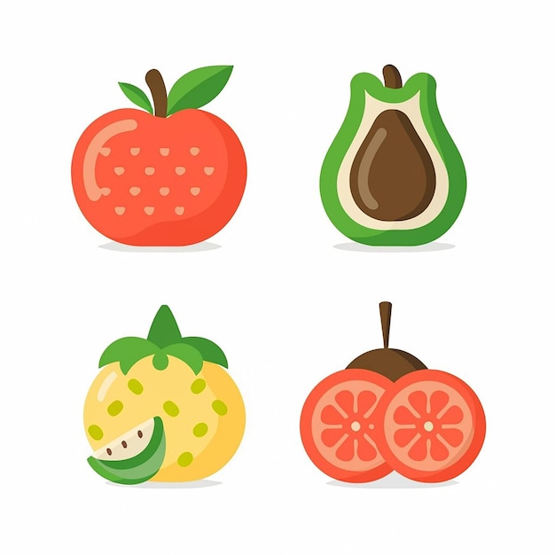 Conjunto de íconos de frutas y verduras de verano vector