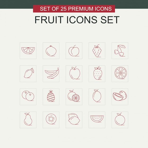 Conjunto de iconos de frutas