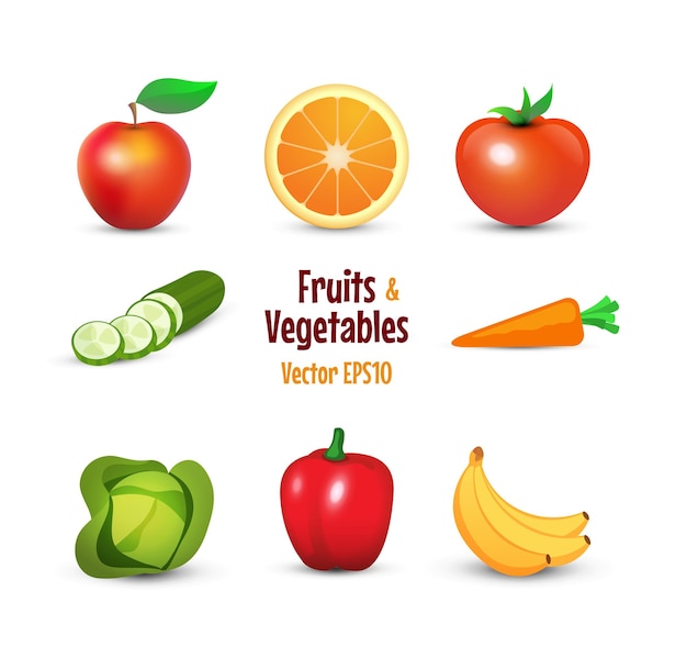 Vector conjunto de iconos de frutas