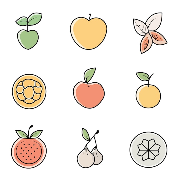 Vector conjunto de iconos de frutas