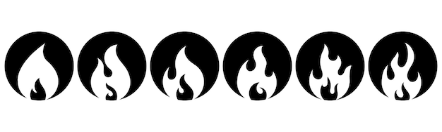 El conjunto de iconos de fuego El conjunto de símbolos de fuego Ilustración vectorial