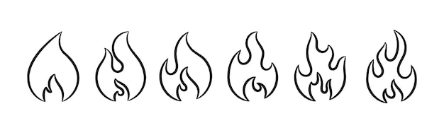 El conjunto de iconos de fuego El conjunto de símbolos de fuego Ilustración vectorial