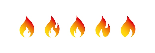 Conjunto de iconos de fuego Diseño de vector de lengua de llama