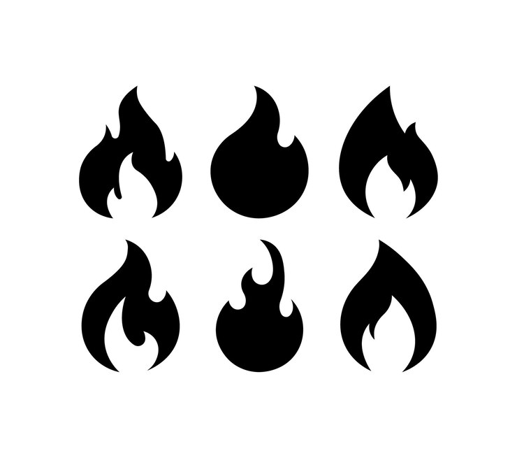 Conjunto de iconos de fuego Iconos de fuego de silueta para el diseño Iconos vectoriales