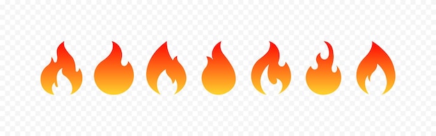 Conjunto de iconos de fuego Iconos vectoriales de estilo plano