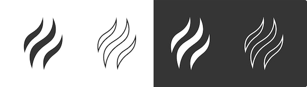Conjunto de iconos de fuego Logos llama Olor de olor de humo Ilustración vectorial de símbolo de línea negra