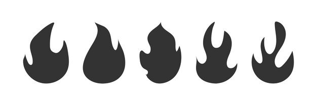 Conjunto de iconos de fuego negro Símbolo de ilustración de llama Vector de quemadura de signo