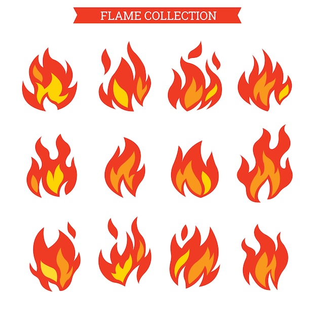 Conjunto de iconos de fuego o llama Cllection