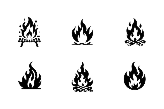 Conjunto de iconos de fuego Vector de colección de iconas de llama