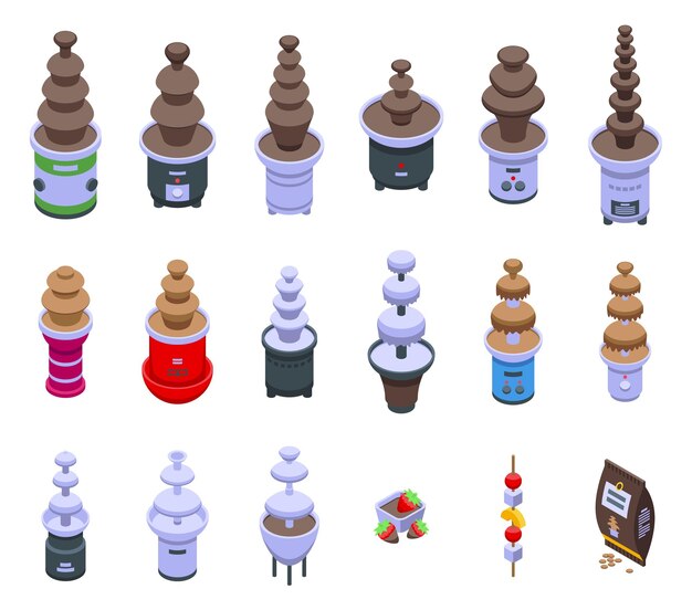 Conjunto de iconos de fuente de chocolate vector isométrico Candy cumpleaños