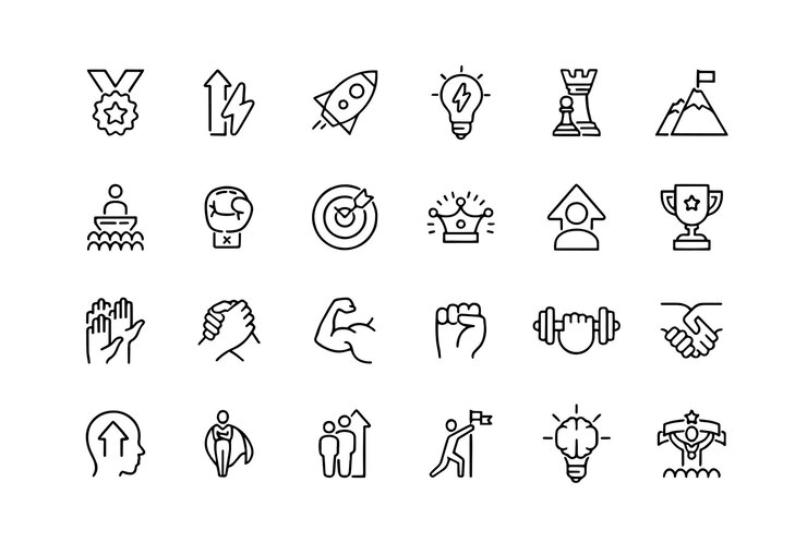 Vector el conjunto de iconos de fuerza editable stroke pixel perfect el conjunto contiene iconos icon symbol leadership