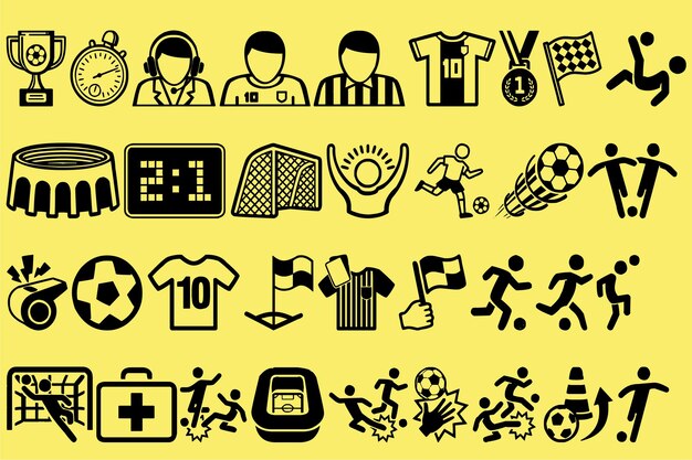 conjunto de iconos de fútbol vector