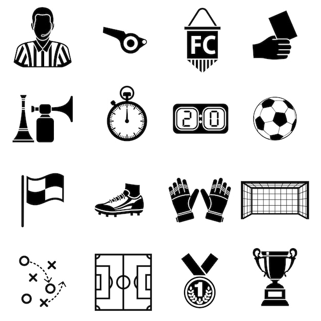 Vector conjunto de iconos de fútbol