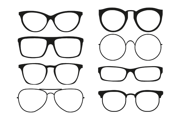 Conjunto de iconos de gafas aislado sobre fondo blanco Ilustración vectorial
