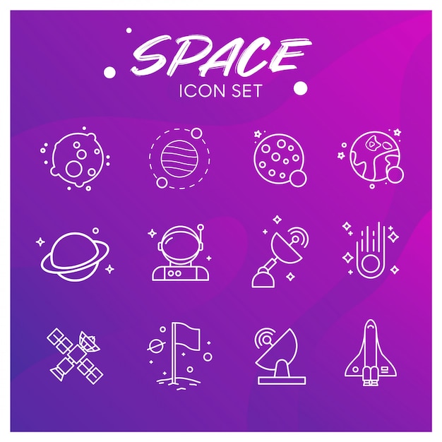 Conjunto de iconos de galaxia y espacio