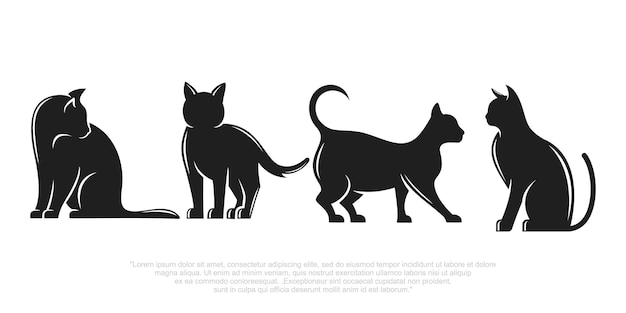 Conjunto de iconos de gato vector de diseño de logotipo