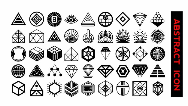 Vector conjunto de iconos geométricos vectoriales en estilo de línea mono símbolos geométrica para su diseño