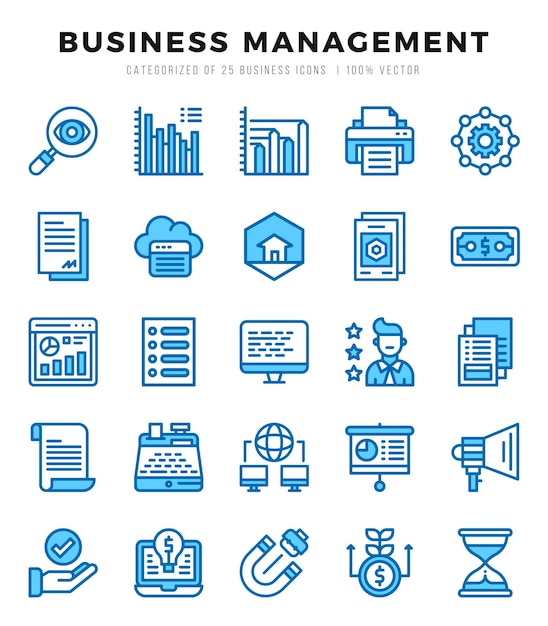 conjunto de iconos Gestión empresarial para la ilustración vectorial de aplicaciones web