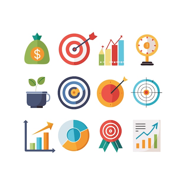 Conjunto de iconos de gestión de empresas u organizaciones