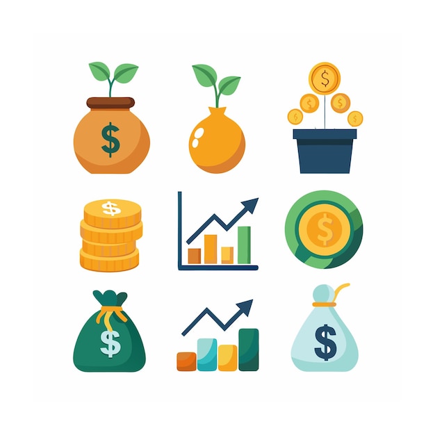 Conjunto de iconos de gestión de empresas u organizaciones