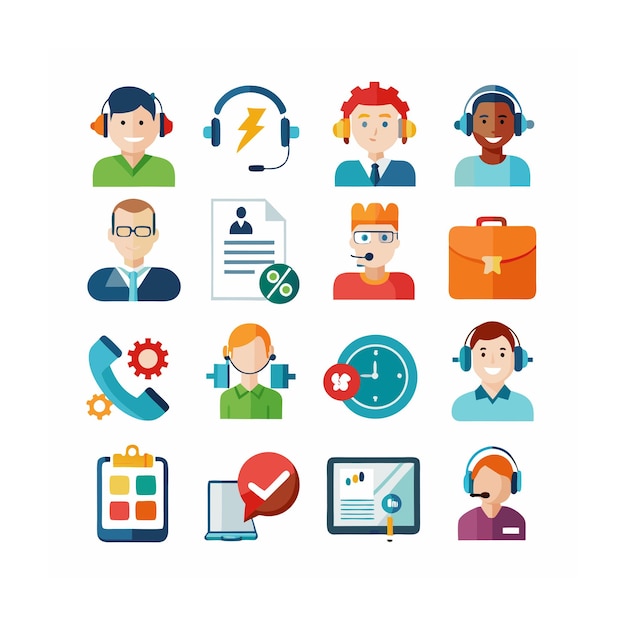 Conjunto de iconos de gestión de empresas u organizaciones