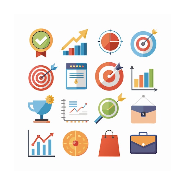 Conjunto de iconos de gestión de empresas u organizaciones
