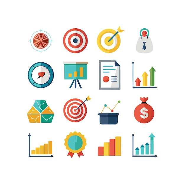 Conjunto de iconos de gestión de empresas u organizaciones
