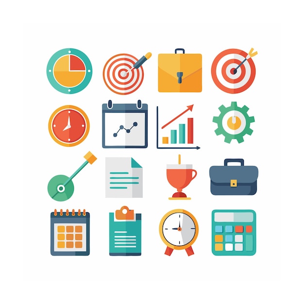 Conjunto de iconos de gestión de empresas u organizaciones