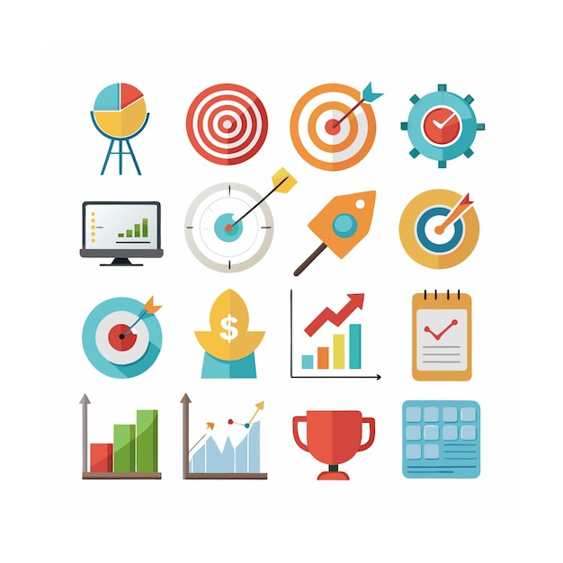 Conjunto de iconos de gestión de empresas u organizaciones