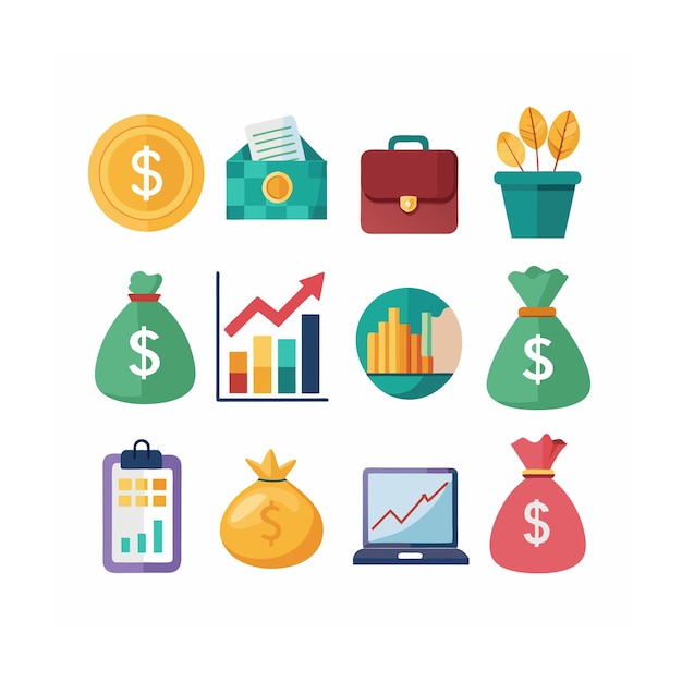 Conjunto de iconos de gestión de empresas u organizaciones