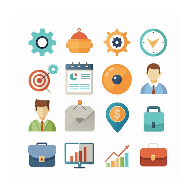 Conjunto de iconos de gestión de empresas u organizaciones