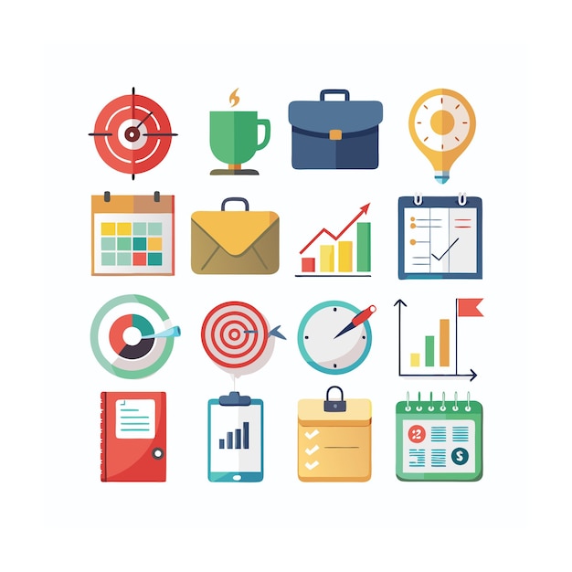 Conjunto de iconos de gestión de empresas u organizaciones