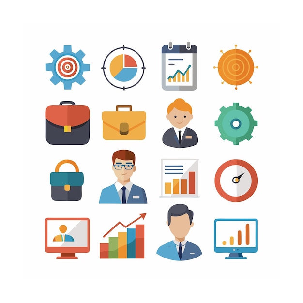 Conjunto de iconos de gestión de empresas u organizaciones