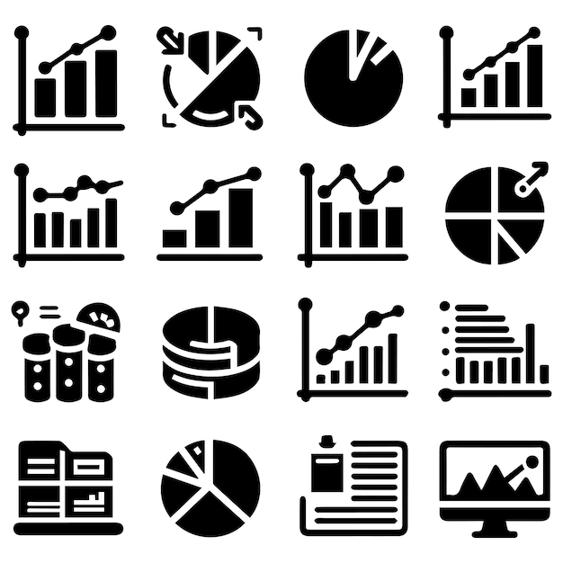 Conjunto de iconos de gestión de negocios u organizaciones Financiamiento colectivo creativo 25 glifos paquete de iconos sólido negro Su