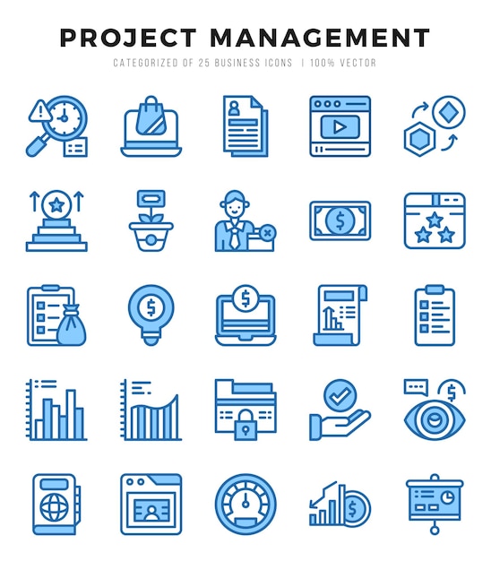 Conjunto de iconos de gestión de proyectos Ilustración vectorial