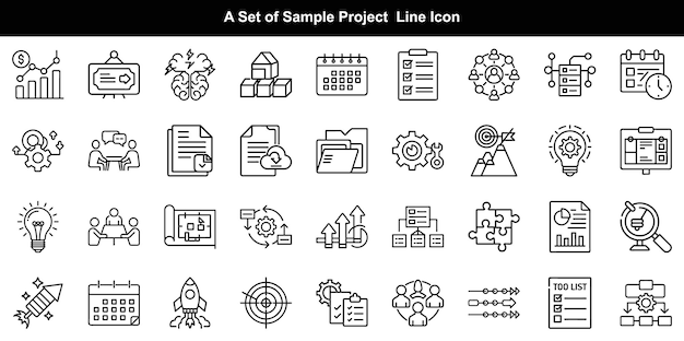 Conjunto de iconos de gestión de proyectos y negocios